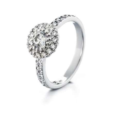 Lumivuokko pyöreä runkokivillä vihkisormus valkokulta