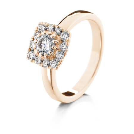 Lumivuokko neliö vihkisormus keltakulta