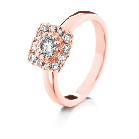 Lumivuokko neliö vihkisormus punakulta