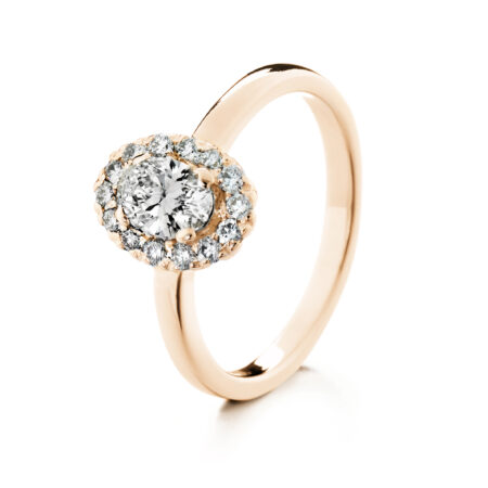 Lumivuokko ovaali vihkisormus keltakulta