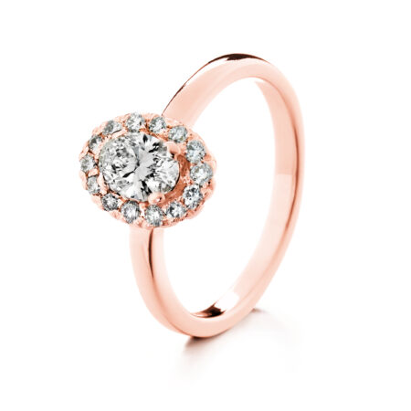 Lumivuokko ovaali vihkisormus punakulta