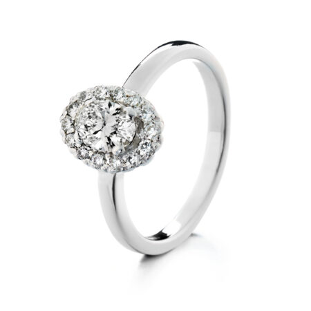 Lumivuokko ovaali vihkisormus valkokulta