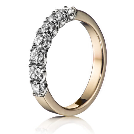 Tulppaani rivi vihkisormus keltakulta valkokulta