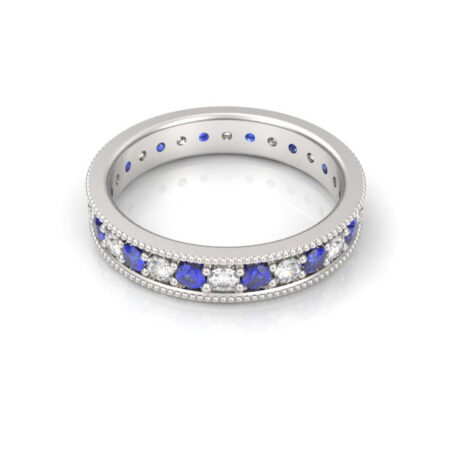 Valkokultainen allianssisormus safiirein