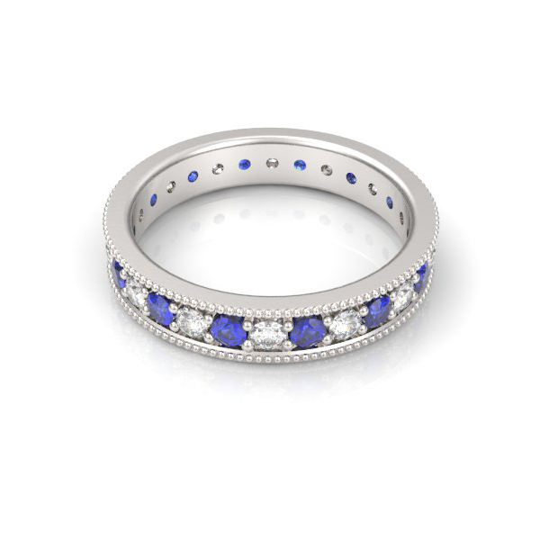 Valkokultainen allianssisormus safiirein