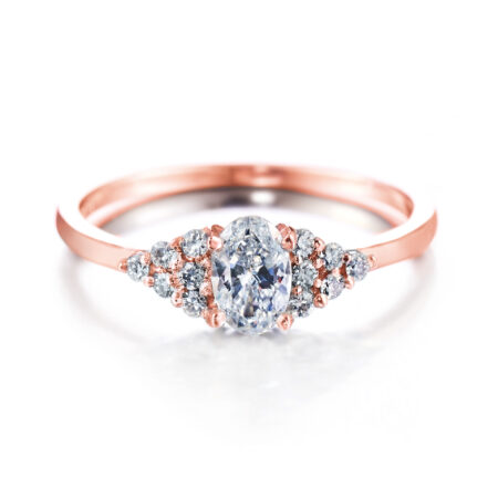 Isla ovaali 12 sivukivellä vihkisormus punakulta