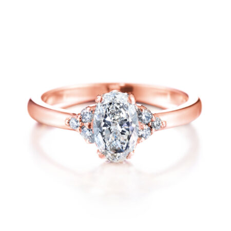 Isla ovaali 6 sivukivellä vihkisormus punakulta