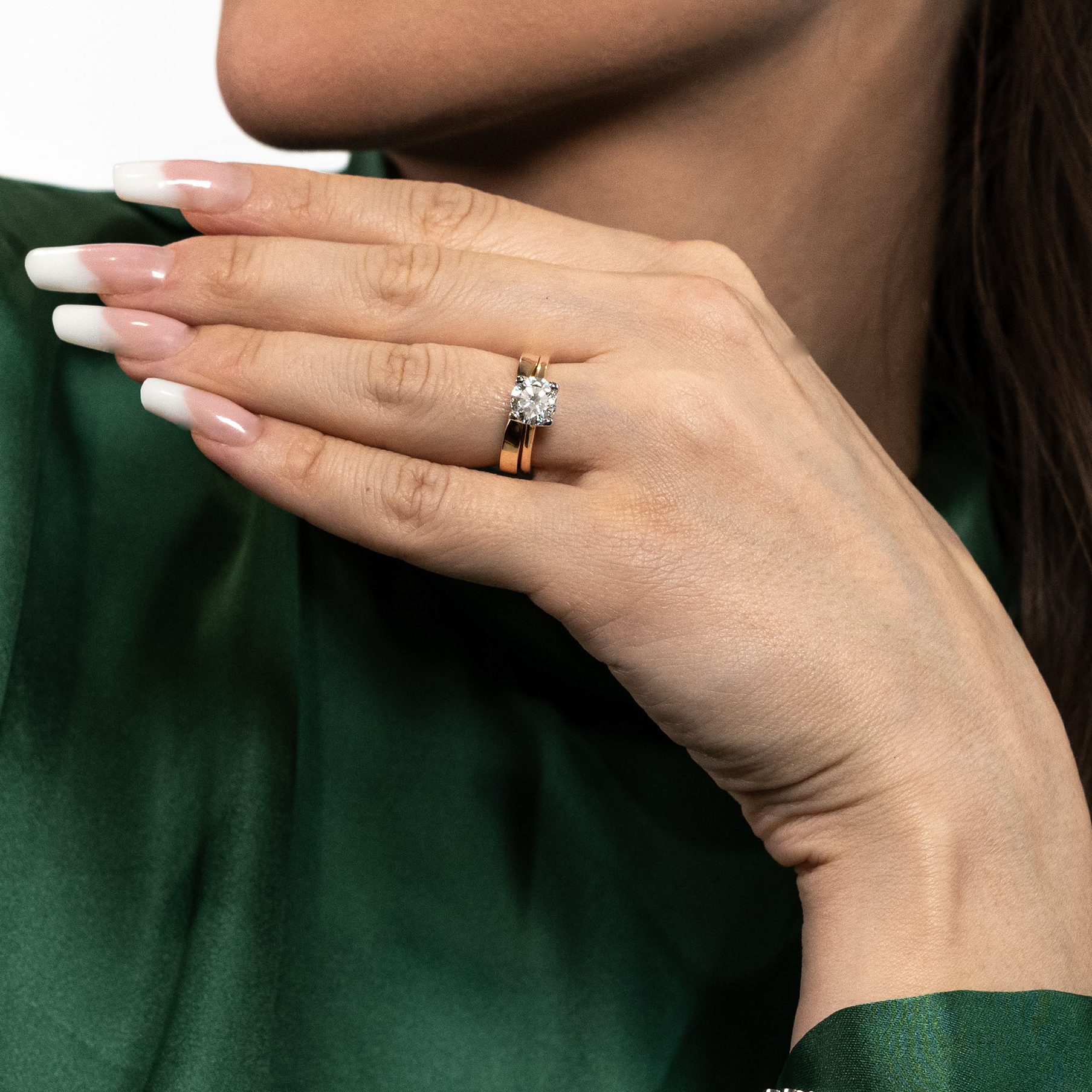 Classic briljantti vihkisormus punakulta - Image 2