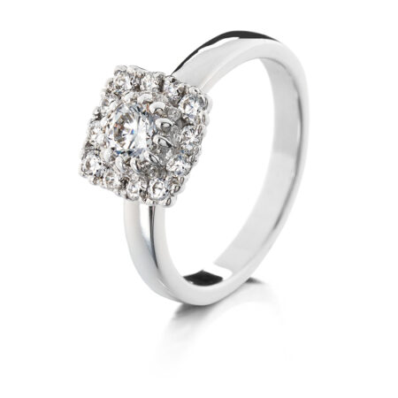 Lumivuokko neliö vihkisormus valkokulta