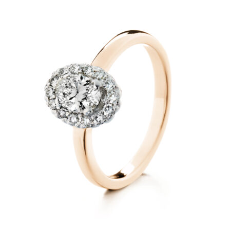 Lumivuokko ovaali vihkisormus keltakulta valkokulta