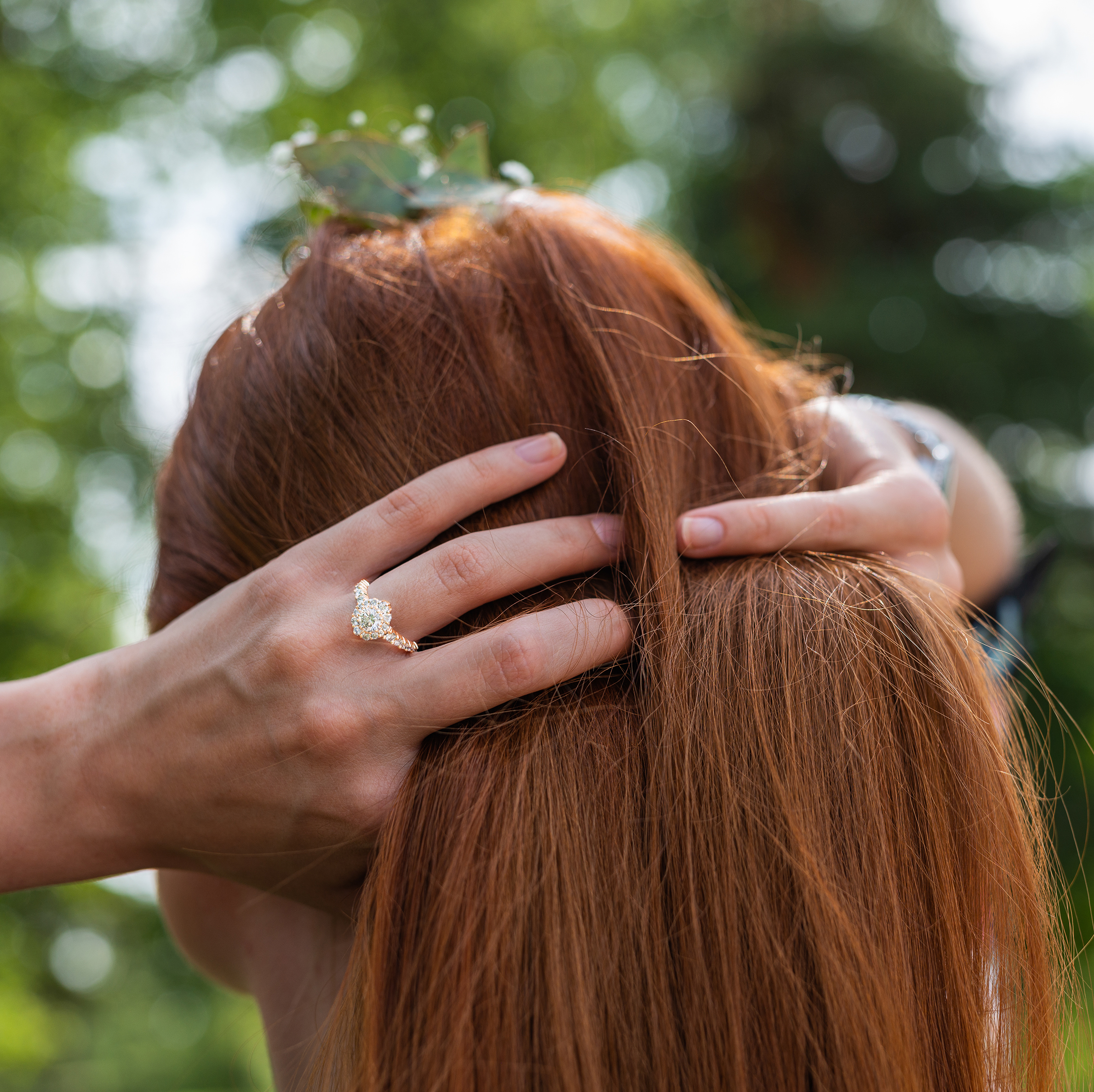 Mesi runkokivillä vihkisormus keltakulta - Image 3