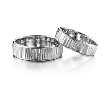 Poikkitaottu matta viisteillä kihla valkokulta/platina