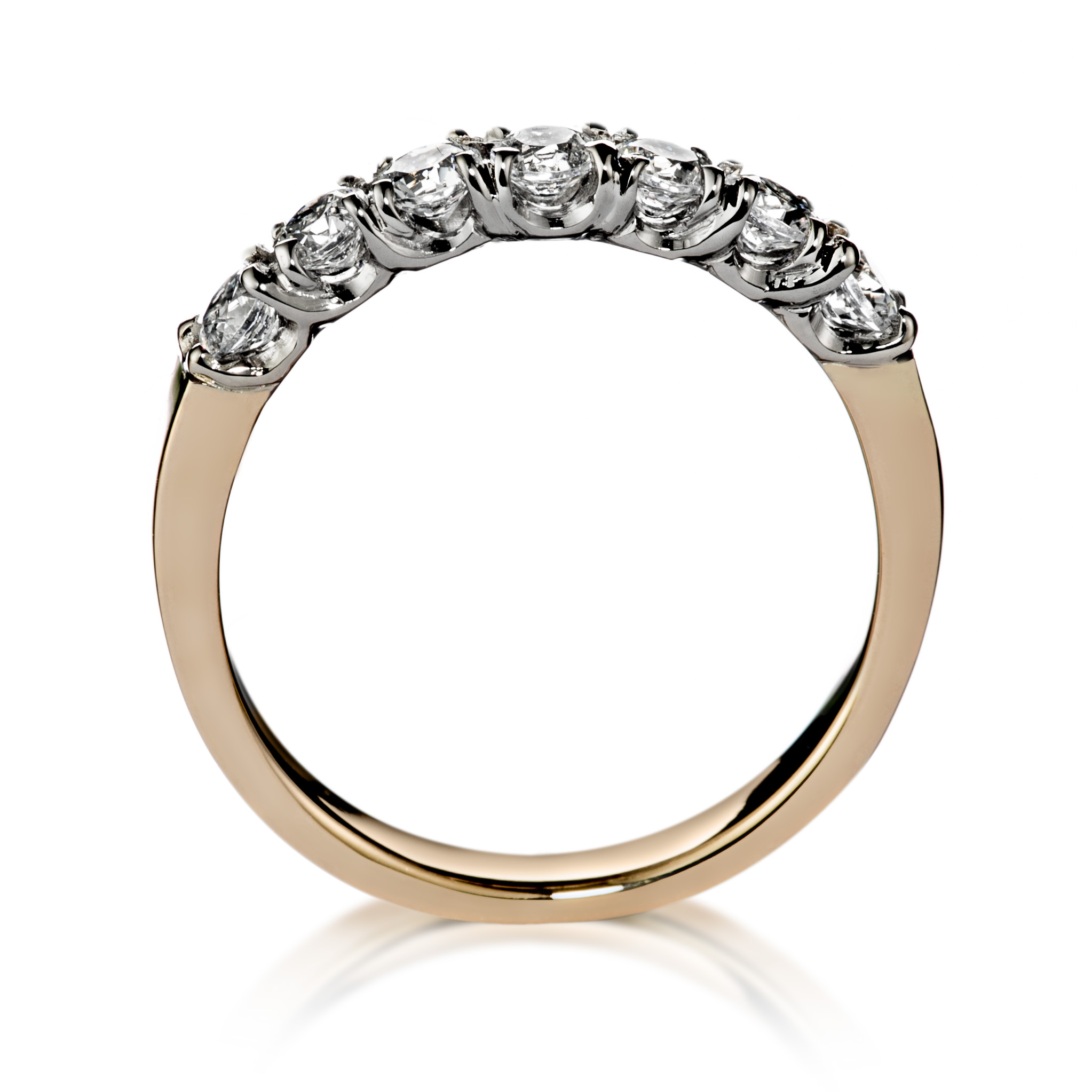 Tulppaani rivi vihkisormus keltakulta valkokulta - Image 2