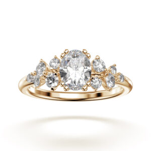 Ruusu sormus ovaalilla timantilla