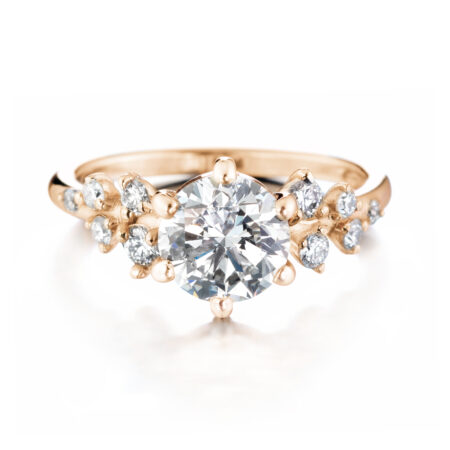 Ruusu vihkisormus briljantilla keltakulta