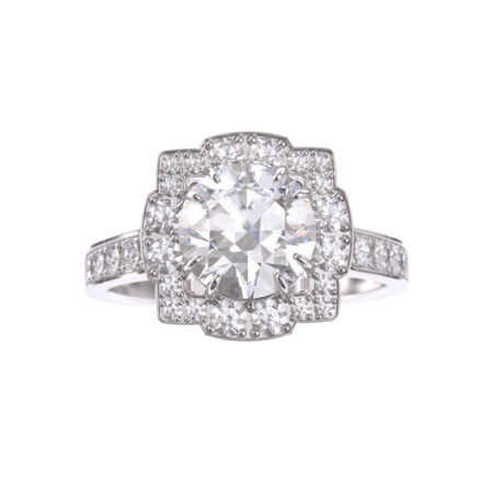 Halo-sormus kulmikkaalla timanttikehällä