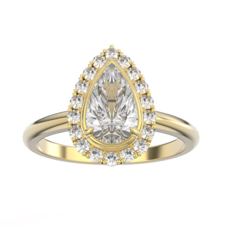 Lumivuokko pisara vihkisormus keltakulta