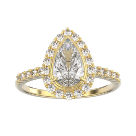 Lumivuokko pisara runkotimanteilla vihkisormus keltakulta