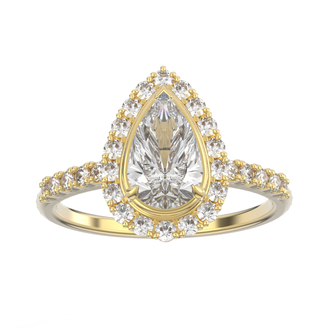 Lumivuokko pisara runkotimanteilla vihkisormus keltakulta