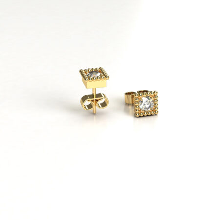 Krysantti korvakoru keltakulta Yht. 0,10ct