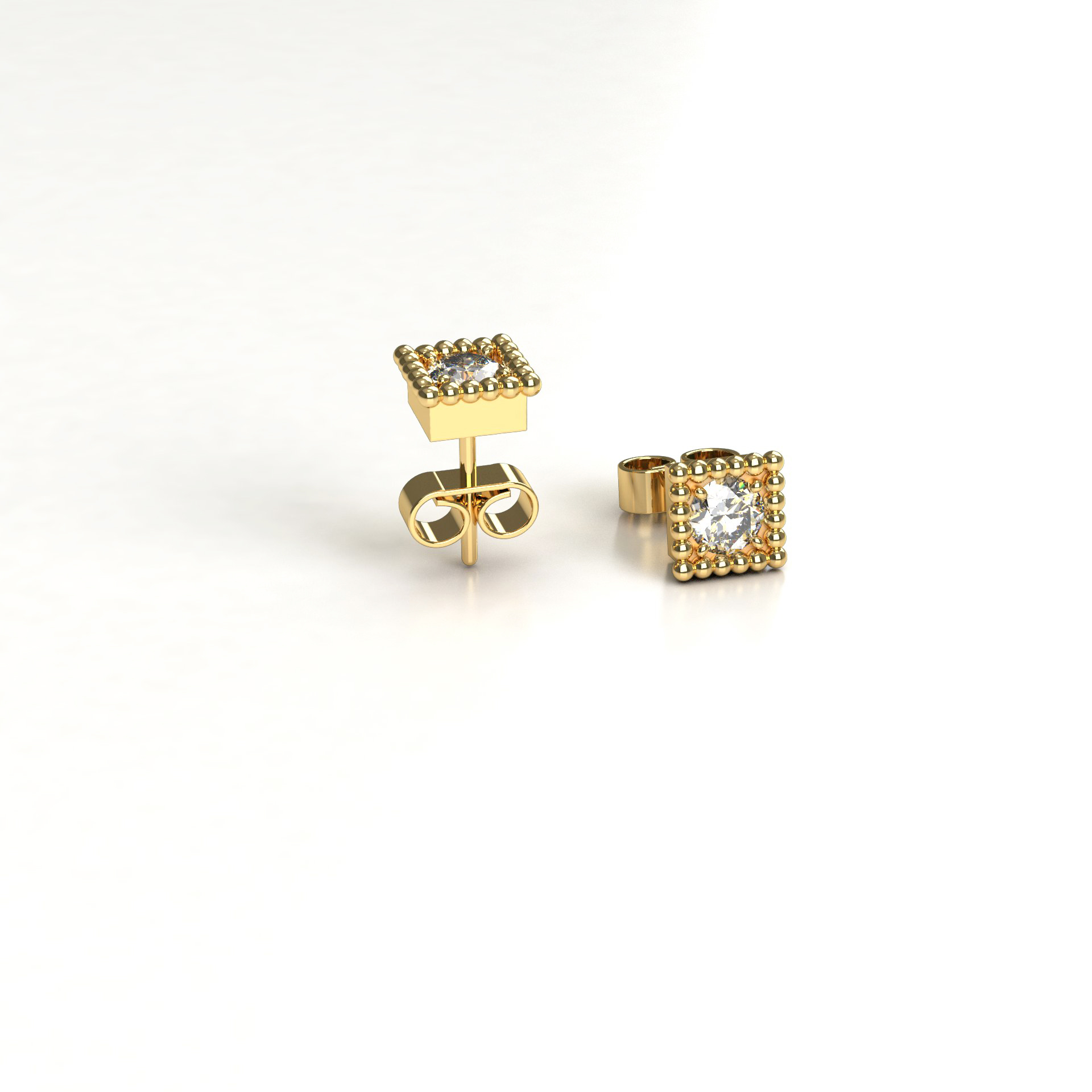 Krysantti korvakoru keltakulta Yht. 0,10ct