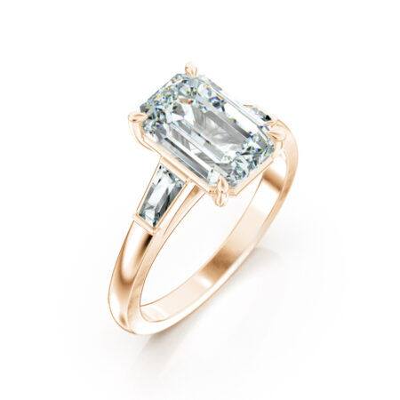 Keltakultainen Elizabeth-sormus smaragdihiotulla timantilla